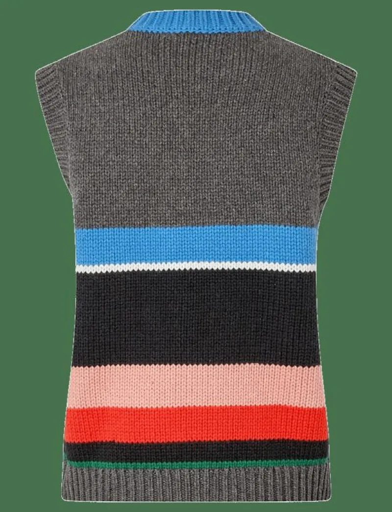 2421 Chunky Cotton Wool, Crewneck V - Stickade västar|STINE GOYA