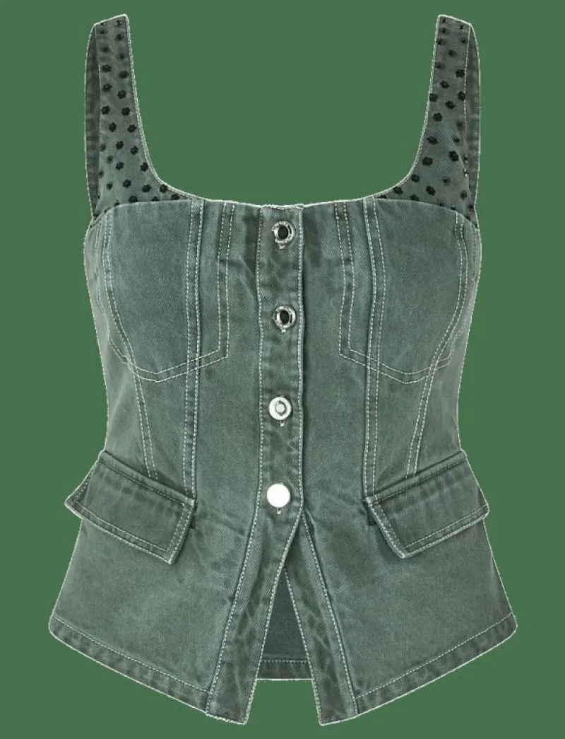 2393 Denim, Scoopneck Pockets Vest - Jeansvästar|STINE GOYA Clearance