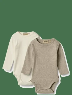 Wheat 2 Rib Body L/S Spencer - Långärmad body GRAVEL MELANGE Sale