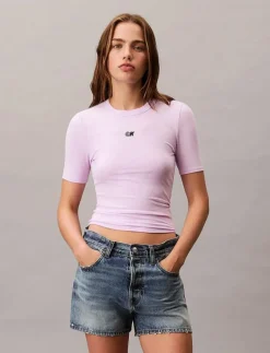 Calvin Klein Jeans A- Modal Rib Tee (essential) - T-shirts LAVENDER BLUSH Outlet