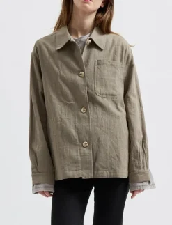 Brixtol Textiles Ally Linen Brown - Overshirts LIGHT MOSS Online