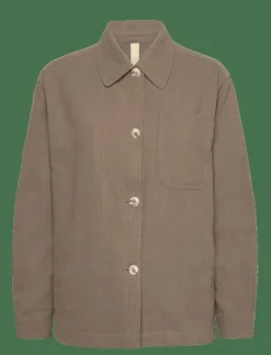 Brixtol Textiles Ally Linen Brown - Overshirts LIGHT MOSS Online