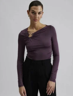 Amilia ring detail jersey top - Långärmade toppar|Malina Sale