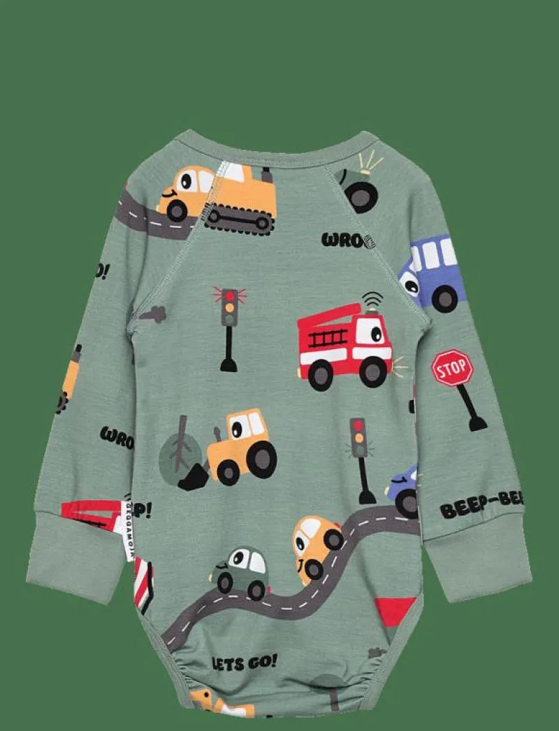 Geggamoja Bamboo Body - Långärmad bodysuit GREEN