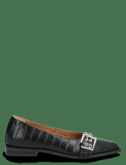 Bianco BIAVICTORIA Buckle Ballet Flat Croco Embossed Leather - Ballerinas BLACK