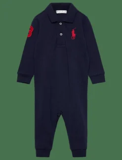 Big Pony Cotton Mesh Polo Coverall - Långärmad bodysuit|Ralph Lauren Baby Online