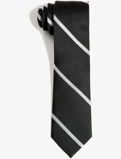 AN IVY Black White League Silk Tie - Slipsar BLACK / WHITE Discount