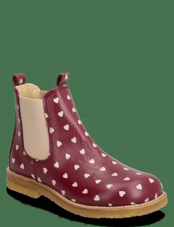ANGULUS Booties - flat - with elastic - Stövlar & Kängor 3951/077 BERRY HEARTS/ROSE ELA New
