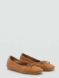 Mango Bow suede ballerina - Ballerinas MEDIUM BROWN