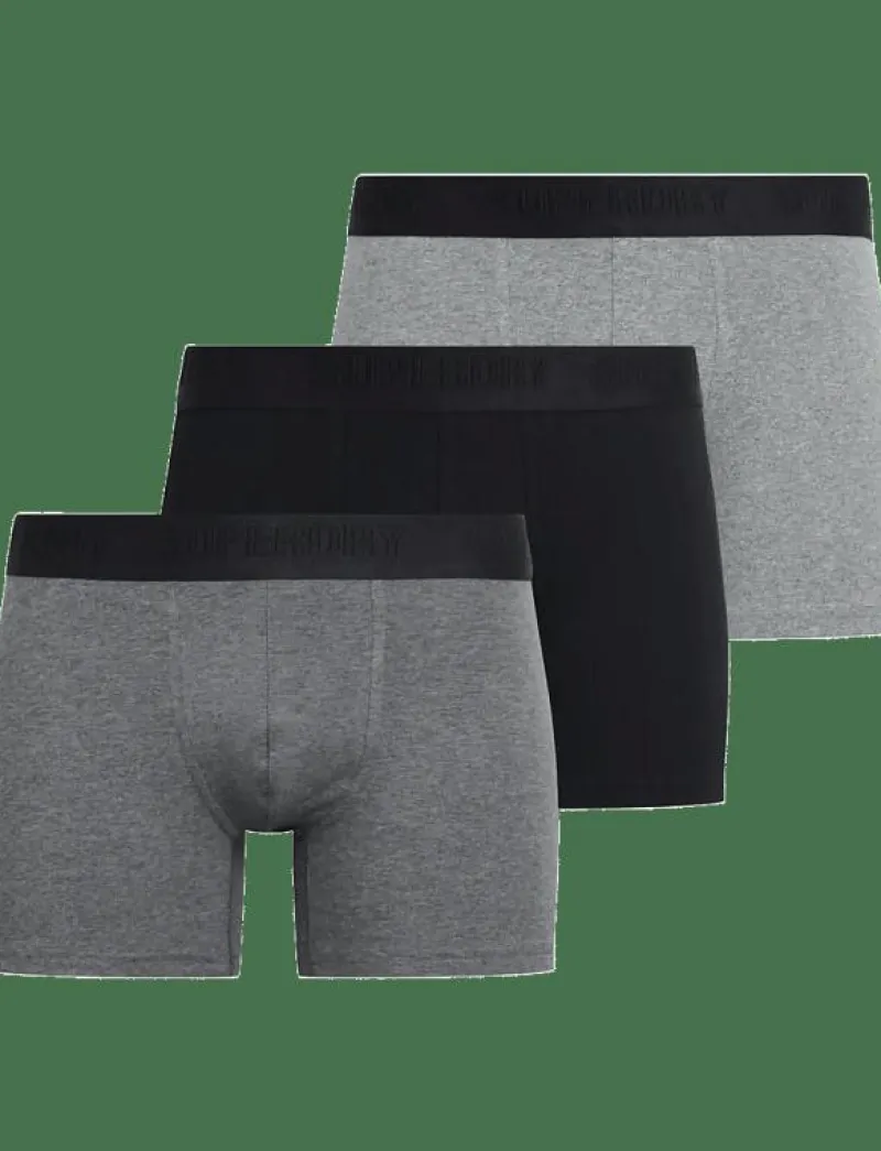 Superdry BOXER TRIPLE PACK - Boxershorts BLACK/CHARCOAL/GREY Clearance