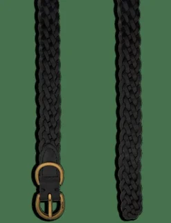 Polo Ralph Lauren Braided Vachetta Leather Skinny Belt - Skärp BLACK