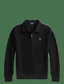 Polo Ralph Lauren Brushed Fleece Polo-Collar Pullover - Långärmade pikéer POLO BLACK Outlet