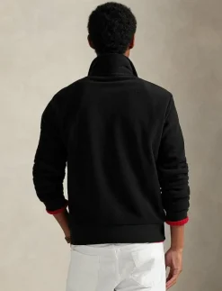Polo Ralph Lauren Brushed Fleece Polo-Collar Pullover - Långärmade pikéer POLO BLACK Outlet