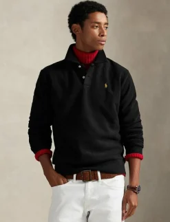 Polo Ralph Lauren Brushed Fleece Polo-Collar Pullover - Långärmade pikéer POLO BLACK Outlet