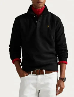 Polo Ralph Lauren Brushed Fleece Polo-Collar Pullover - Långärmade pikéer POLO BLACK Outlet