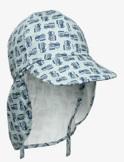 Melton Cap w/neck & tie w/print - Solhatt BLUE
