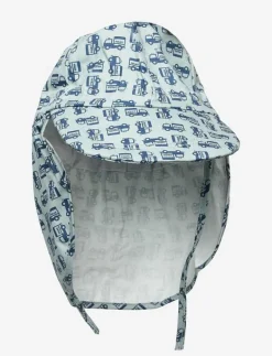 Melton Cap w/neck & tie w/print - Solhatt BLUE