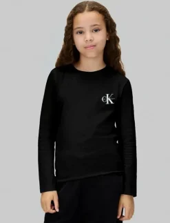 Calvin Klein CHEST MONOLOGO LS T-SHIRT - Långärmade t-shirts CK BLACK New