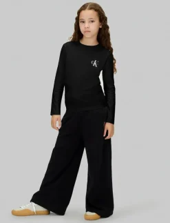 Calvin Klein CHEST MONOLOGO LS T-SHIRT - Långärmade t-shirts CK BLACK New