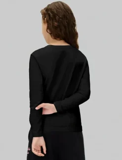 Calvin Klein CHEST MONOLOGO LS T-SHIRT - Långärmade t-shirts CK BLACK New