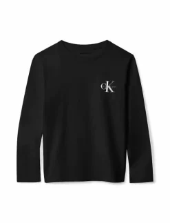 Calvin Klein CHEST MONOLOGO LS T-SHIRT - Långärmade t-shirts CK BLACK New