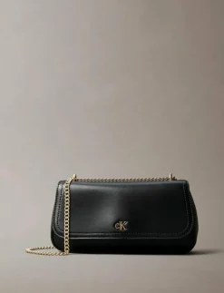 Calvin Klein CK CONVERTIBLE CHAIN SMALL BAG - Crossbody Bags BLACK / ANTIQUE LIGHT GOLD New