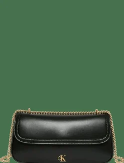 Calvin Klein CK CONVERTIBLE CHAIN SMALL BAG - Crossbody Bags BLACK / ANTIQUE LIGHT GOLD New