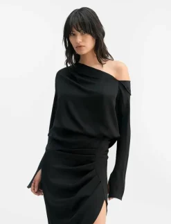 Ahlvar Gallery Cora silk blouse - Långärmade blusar BLACK Outlet