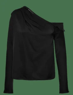Ahlvar Gallery Cora silk blouse - Långärmade blusar BLACK Outlet