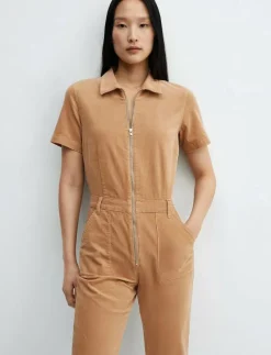 Mango Corduroy jumpsuit with zip - Jumpsuits MEDIUM BROWN Clearance