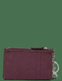 Lauren Ralph Lauren Crosshatch Leather Zip Card Case - Korthållare DARK GARNET Clearance