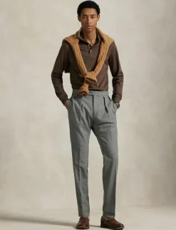 Polo Ralph Lauren Custom Slim Fit Soft Cotton Polo Shirt - Långärmade pikéer NUTMEG BROWN HEAT Clearance