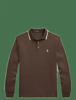 Polo Ralph Lauren Custom Slim Fit Soft Cotton Polo Shirt - Långärmade pikéer NUTMEG BROWN HEAT Clearance