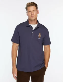 Polo Ralph Lauren Custom Slim Polo Bear Mesh Polo Shirt - Kortärmade pikéer FA25 FADED BLUE H Best