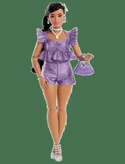 Barbie Deluxe Style Fashion Doll #8 in Metallic Purple Top and Sparkly Shorts with Accessories - Dockor MULTI COLOR Outlet