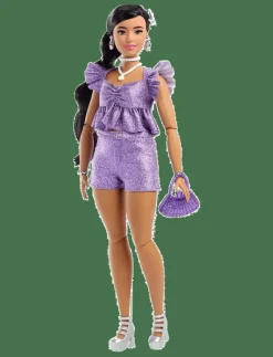 Barbie Deluxe Style Fashion Doll #8 in Metallic Purple Top and Sparkly Shorts with Accessories - Dockor MULTI COLOR Outlet