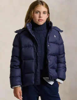 Ralph Lauren Kids Down Hooded Jacket - Dunjackor & fodrade jackor NEWPORT NAVY W WH Best