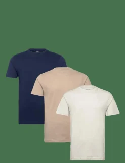 Denim Project DP 3 PACK T-SHIRTS - Kortärmad t-shirt GLACIGREY/PURCASHMER/PEGEANBLU New