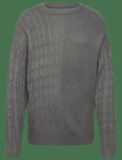 Denim Project DP Knitted Combined Sweatshirt - Rundhalsad GREY Hot