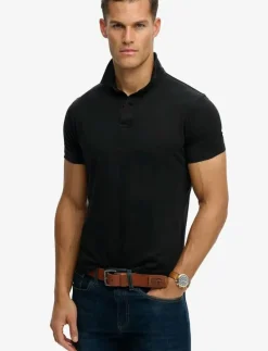 Superdry ESSENTIAL JERSEY POLO - Kortärmade pikéer METEORITE BLACK Online