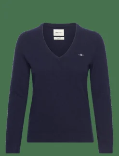 EXTRAFINE LAMBSWOOL BLEND V-NECK - Stickat|GANT