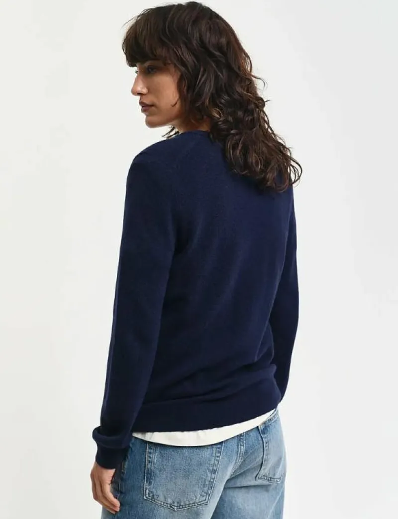 EXTRAFINE LAMBSWOOL BLEND V-NECK - Stickat|GANT