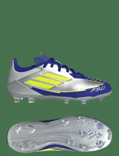adidas Performance F50 LEAGUE FG/MG J MESSI - Fotbollsskor SILVMT/SYELLO/LUCBLU Outlet
