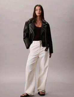 Calvin Klein Jeans FAUX LEATHER MOTO JACKET W/BELT - Skinnjackor BLACK BEAUTY