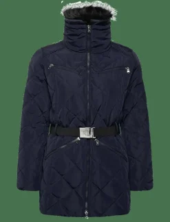 Lauren Ralph Lauren Faux-Fur-Trim Diamond-Quilted Down Coat - Dun- & vadderade jackor DK NAVY Clearance