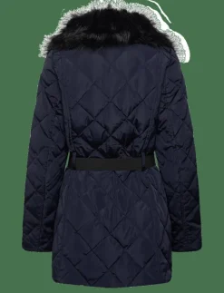 Lauren Ralph Lauren Faux-Fur-Trim Diamond-Quilted Down Coat - Dun- & vadderade jackor DK NAVY Clearance