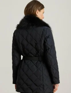 Lauren Ralph Lauren Faux-Fur-Trim Diamond-Quilted Down Coat - Dun- & vadderade jackor DK NAVY Clearance