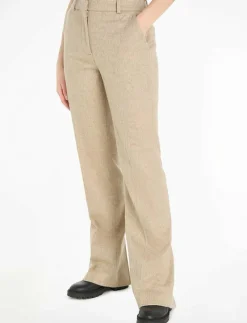 Calvin Klein FLANNEL WOOL SLIM STRAIGHT PANTS - Raka byxor DOESKIN HEATHER Discount