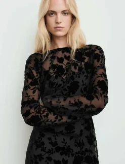 Floral jacquard dress with bell sleeves - Maxiklänningar|Mango New
