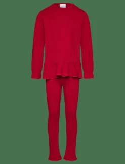 Geggamoja Flounce Set - Set med långärmad t-shirt RED Hot